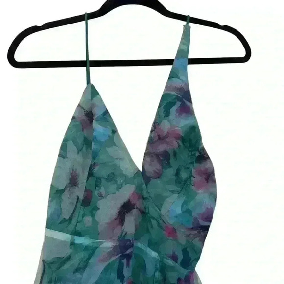 NWT Lulus Garden of Glamour Green Floral One-Shoulder Maxi Dress Cocktail Small - Picture 6 of 15